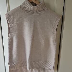 Rachel Zoe Soft Beige Sleeveless Turtleneck Sweater